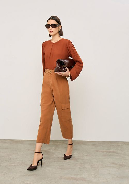 Calça Iódice Cargo Alta Marrom