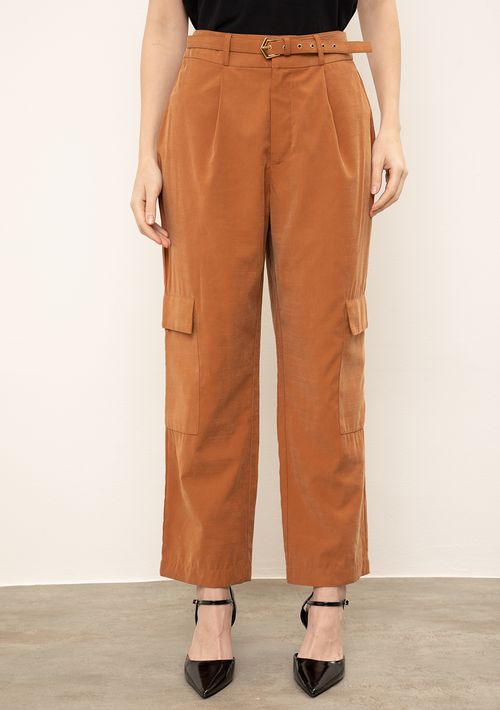 Calça Iódice Cargo Alta Marrom