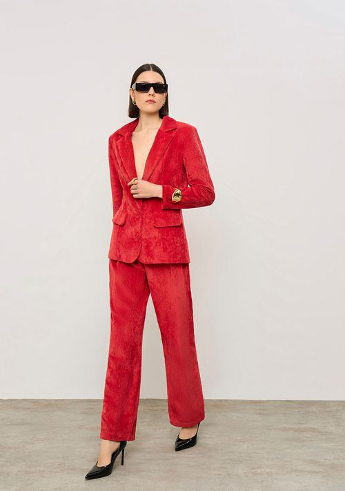 Calça Iódice Reta Alta Vermelho