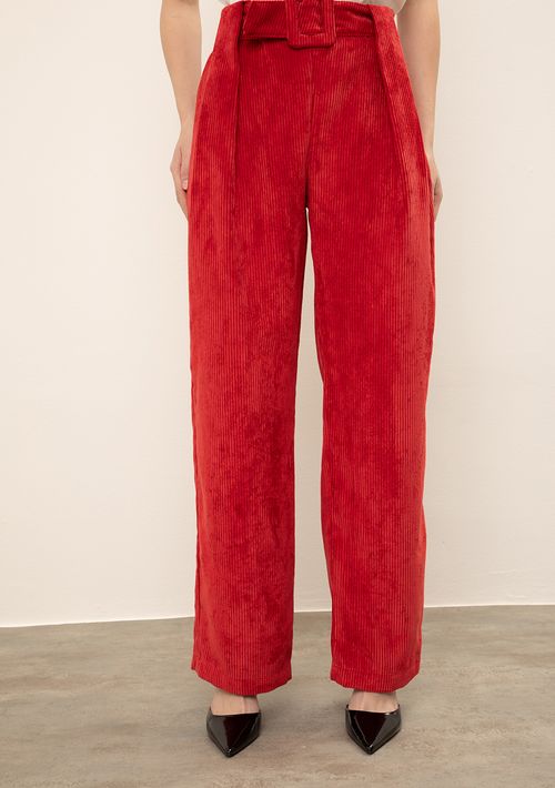Calça Iódice Reta Alta Vermelho