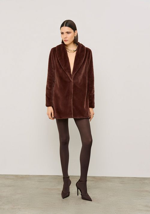Casaco Iódice Solto Manga Longa Alongado Marrom