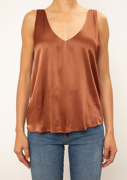 Regata Iódice Solta Decote V Padrão Marrom