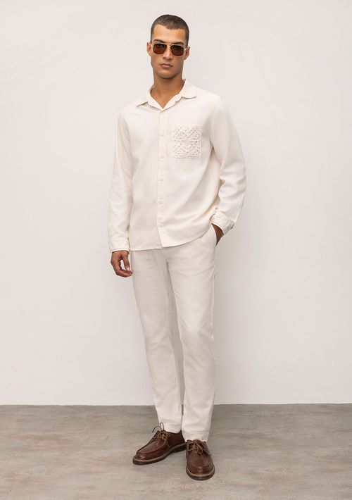 Calça Alfaiataria Cós Intermediário Com Pregas Off White