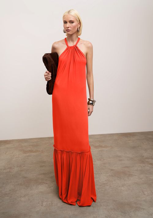 Vestido Iódice Solto Cava Francesa Sem Manga Longo Vermelho